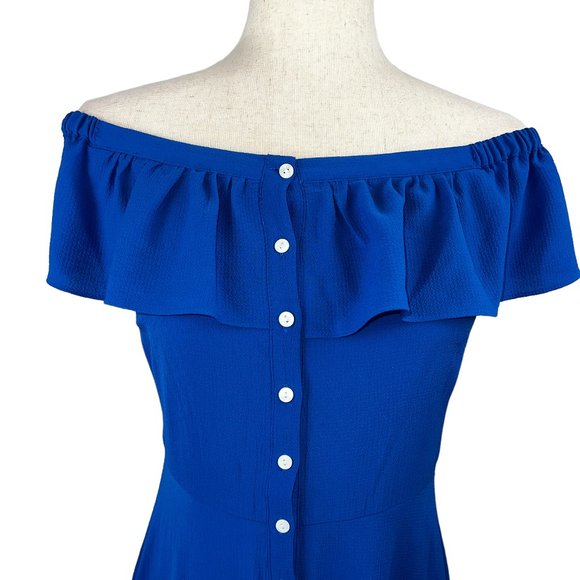 Beautiful! Like New Roz & Ali Royal Blue Off Shoulder Dress Size 2P - Picture 7 of 9